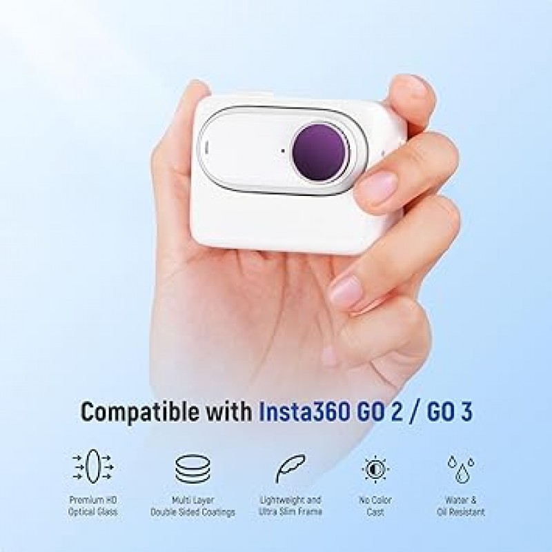 Insta360 GO 2/GO 3 6 팩(UV/CPL/ND8/ND16/ND32/ND64)용 NEEWER ND 필터 액션 카메라 액세서리 편광 디밍 필터 멀티 나노 코팅 HD 광학 유리 알루미늄 합금 프레임