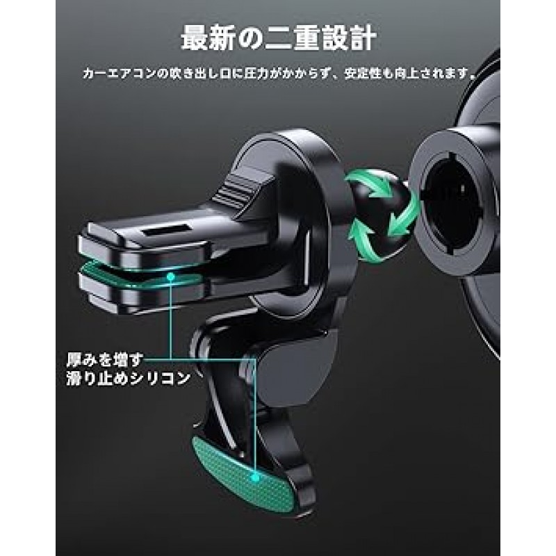 TEPNICAL Magsafe 차량용 무선 충전기, 15W, 차량용 스마트폰 홀더, 자석, 자석, 에어컨 통풍구용 급속 충전, iPhone 14/13/12 시리즈와 호환 가능, 검정색