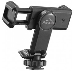 Necessia NCT-06 스마트폰 홀더, 삼각대 마운트, 360도 회전, 스마트폰 스탠드, 신발 마운트, 콜드슈, 1/4 나사 구멍, 초경량, 셀카, 브이로그, 라이브 스트리밍, 블랙