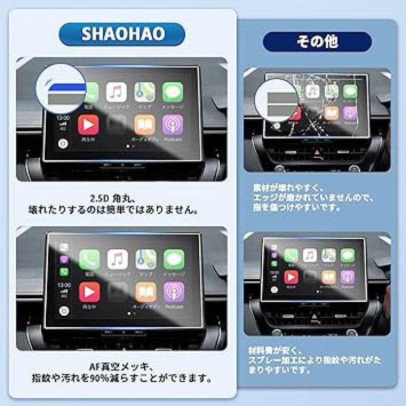 SHAOHAO 강화유리 토요타 코롤라 투어링 내비게이션 필름, 토요타 스포츠카 강화유리 필름, 토요타 세단 카 네비게이션 보호 필름, 토요타 SUV, 강화 카 네비게이션 보호 필름, 9H 스크래치 방지, 얼룩 방지, 초박형, 고감도 터치, 자기 접착, 설치가 용이함