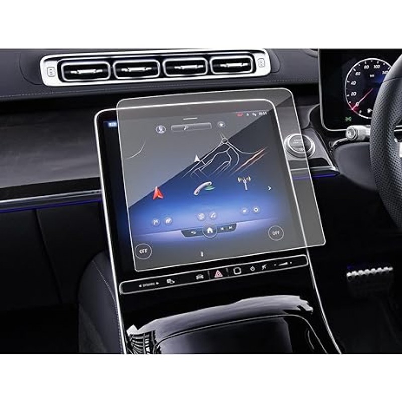 SXCY 2021 Mercedes-Benz S Class W223 12.8인치 센터 콘솔 Made in Japan 아사히 유리 강화유리 보호 필름 9H 자동 접착 스크래치 방지 얼룩 방지 지문 방지 액세서리 간편한 설치 고감도 터치 패널 LCD 디스플레이