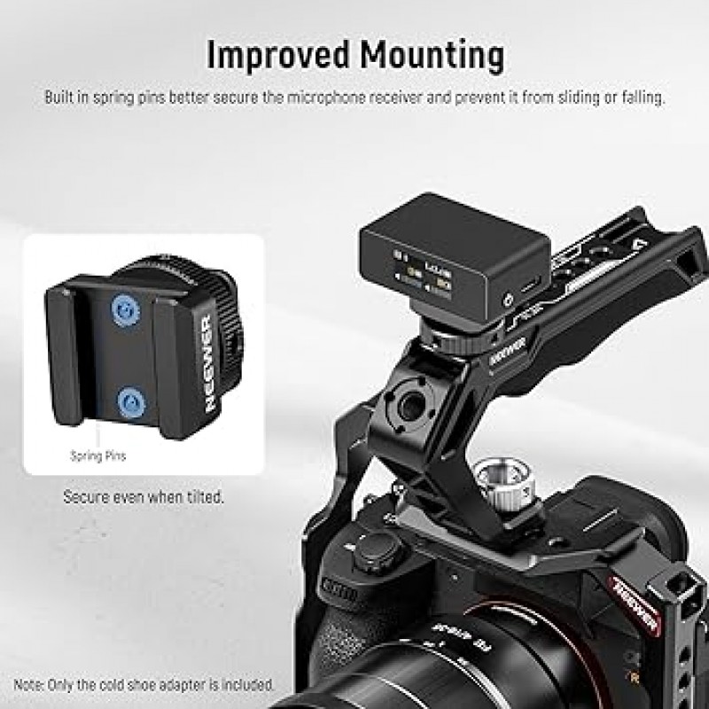 DJI Rode 무선 라 발리에 마이크 수신기 용 NEEWER 콜드 슈 마운트 어댑터 안티 드롭 마이크 액세서리 개폐식 스프링 핀 금속 카메라 케이지 마운트 어댑터 UA030