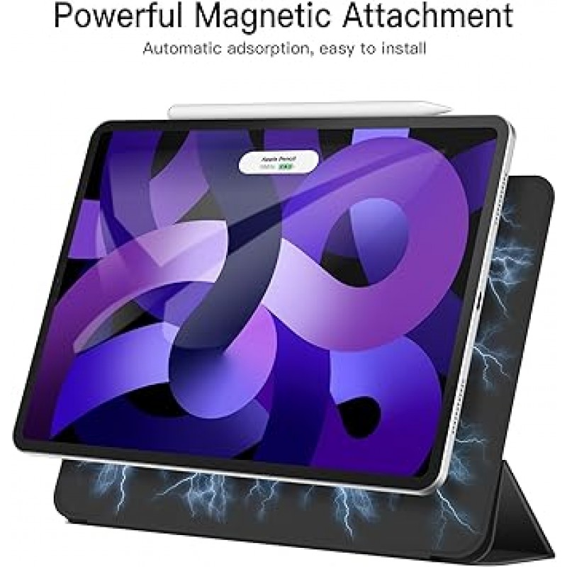 iPad Air 5/4 2022/2020 10.9인치, iPad Pro 11(2018)용 JEDirect 자기 케이스, Pencil 2 충전 지원, 자기 접착, 슬림 스마트 보호 커버, 자동 깨우기/절전(검은색)