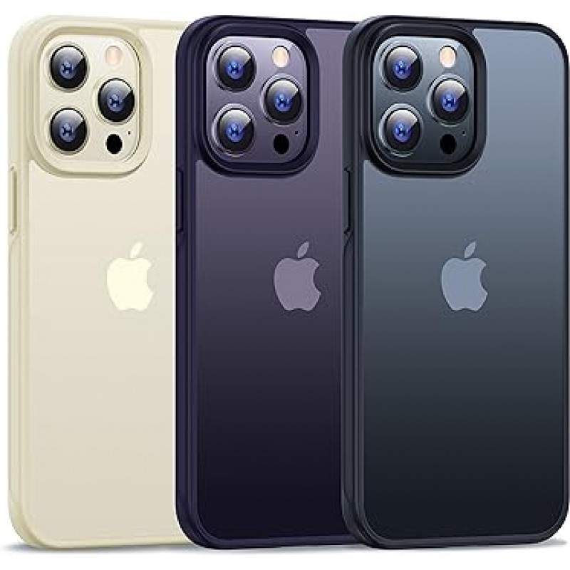 CASEKOO iPhone 14 Pro 케이스, 충격 방지, 미끄럼 방지, MIL 등록, 지문 방지, 스트랩 구멍, SGS 인증, 황변 방지, 내구성 커버, 무선 충전, iPhone 6.1인치 케이스와 호환 가능, 무광 검정색