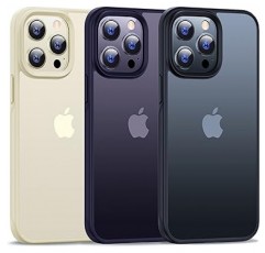 CASEKOO iPhone 14 Pro 케이스, 충격 방지, 미끄럼 방지, MIL 등록, 지문 방지, 스트랩 구멍, SGS 인증, 황변 방지, 내구성 커버, 무선 충전, iPhone 6.1인치 케이스와 호환 가능, 무광 검정색