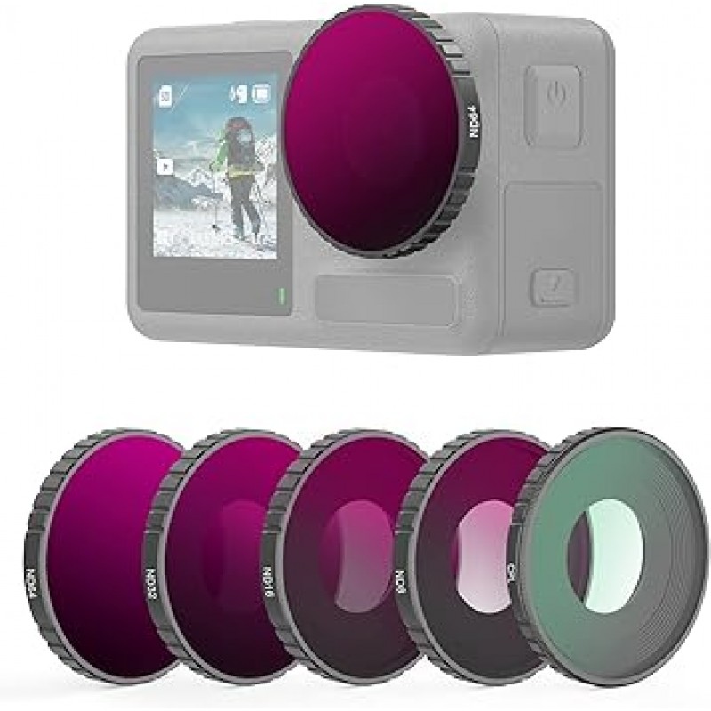 DJI Osmo Action3 CPL ND8 ND16 ND32 ND64 중립 밀도 필터 HD 광학 유리 다층 코팅 액션 카메라 액세서리 용 NEEWER 5pcs ND 필터 키트 알루미늄 합금 프레임