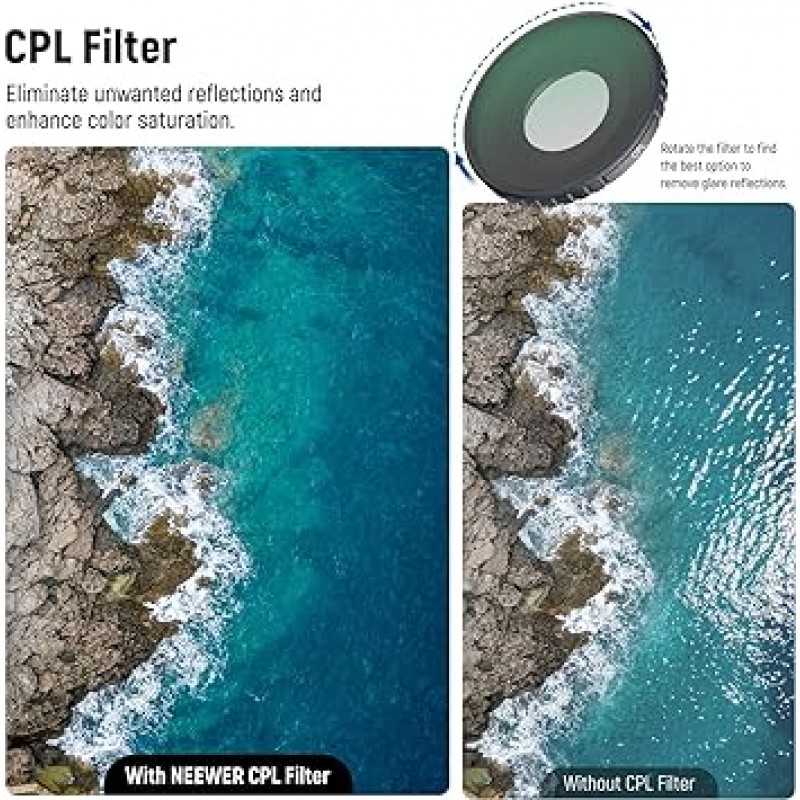 DJI Osmo Action3 CPL ND8 ND16 ND32 ND64 중립 밀도 필터 HD 광학 유리 다층 코팅 액션 카메라 액세서리 용 NEEWER 5pcs ND 필터 키트 알루미늄 합금 프레임