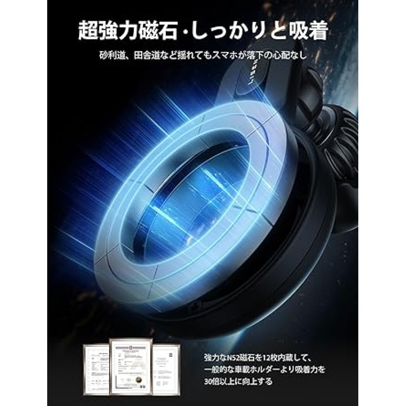 LISEN 스마트폰 홀더, 자석, Magsafe, 차량용 홀더, 한 손 조작, 360° 조절 가능, 스마트폰, 에어컨 통풍구 안정성, 모바일 클립, iPhone 14, 13, 12, Pro 및 Xperia를 포함한 모든 모델과 호환 가능