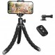 ATUMTEK 스마트폰 흔들기 미니 삼각대(카메라 포함) GoPro LED 조명 미니 Gopro 어댑터 Bluetooth 리모콘(검은색)