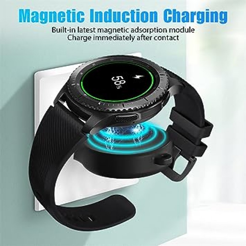휴대용 Samsung Galaxy Watch 5 충전기 USB 여행 무선 무선 충전기 키체인 Samsung Galaxy Watch 5 Pro Watch 4 Classic Watch 3 Active & Active 2 액세서리 (블랙)