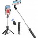 ATUMTEK 스마트폰 삼각대 셀카봉 미니 - iPhone/Android 및 4.7-7인치 휴대폰 및 GoPro 카메라와 호환 가능 - 최대 100cm까지 확장 - 무선 원격 제어 기능이 있는 경량 셀카봉 미니 삼각대 - 셀카 사진, 여행, 비디오 감상, 라이브 스트리밍에 적합 , 온라인 회의 등 - 블랙