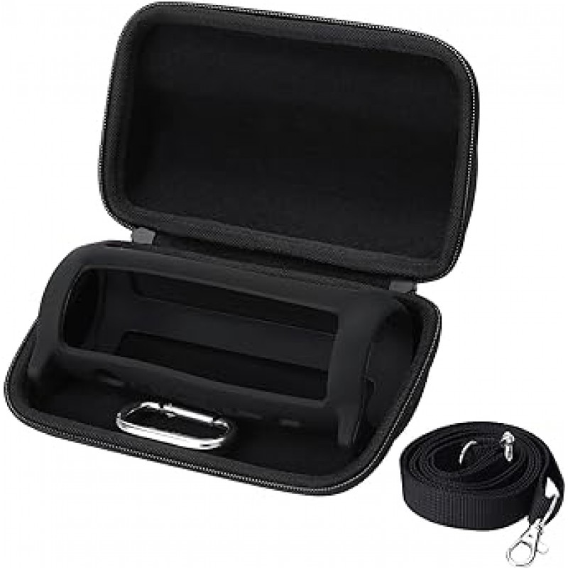 Khanka JBL Filp6 블루투스 스피커 보관 케이스 + 실리콘 케이스 + 어깨 끈 + 카라비너 ​​슈퍼 보호 조합 (블랙)