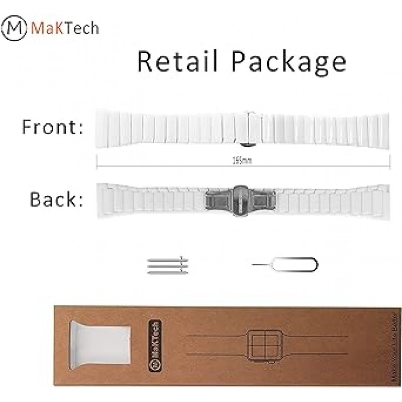 삼성 갤럭시 워치 6, 기어 S3, 화 웨이 워치용 MaKTech 세라믹 링크 팔찌 슬림 밴드