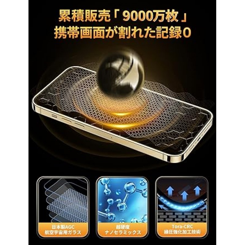 TORRAS Glass Go iPhone 13/14/13 Pro용 울트라 보호 필름, 간편한 적용, 항공우주 소재, 재강화 유리, 전체 표면 보호, 기포 없음, 2차 먼지 제거, 2개 세트