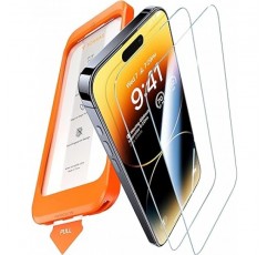 TORRAS Glass Go iPhone 13/14/13 Pro용 울트라 보호 필름, 간편한 적용, 항공우주 소재, 재강화 유리, 전체 표면 보호, 기포 없음, 2차 먼지 제거, 2개 세트