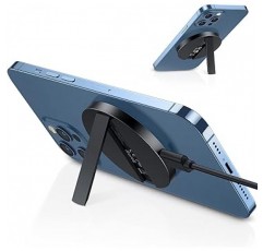[iF2022 수상] ESR HaloLock 킥스탠드 무선 충전기, MagSafe 호환, iPhone 14/13/12 시리즈 호환, 마그네틱 케이스, 1.5 m 케이블 포함, 탈착식 케이블, 블랙