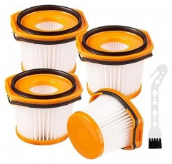상어 진공 필터 XFFWV360J, 4팩 상어 진공 청소기 필터 CS300JWH CS401J CS651J CS651JBL CS651JOR CS200J CS601J CS401JGR CS501J CS300j CS401JRB CS601J JBK CS50 1JRG CS200JRD CS200JRD CS100JBR CS601JPK WS6 20 WS630 WS632 WS633 진공 청소기 부품 세척 가능 교체 액세서리 청소용 브러시 포함(4 x XFFWV360J 필