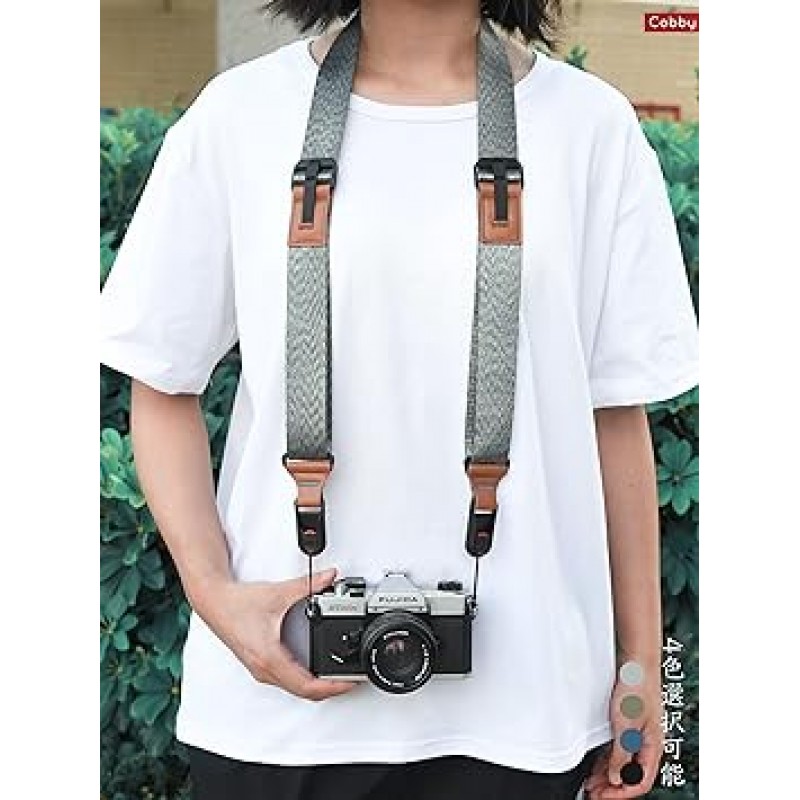 [Cobby] 카메라 스트랩 폭 35mm 앵커 링크 조절 가능 SLR 미러리스 카메라 디지털 카메라 등 퀵 릴리스 플레이트 포함, 회색