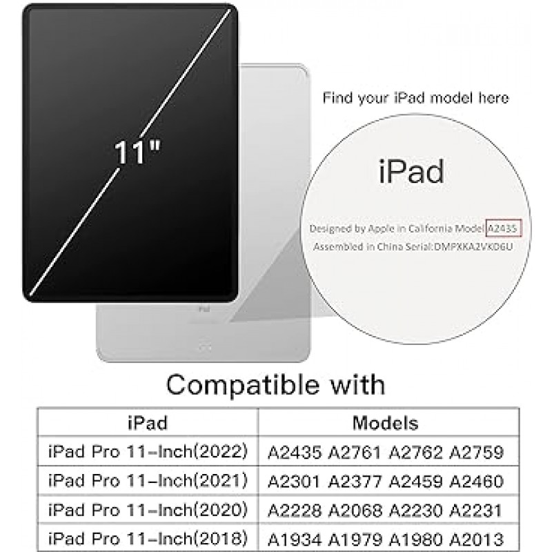 iPad Pro 11인치용 DK-그린 케이스 2022 / 2021 / 2020 4세대, 3세대, 2세대, iPad Pro 11 케이스, Apple Pencil 보관함, 충격 흡수, 커버, 범용 유형, 얇고 가벼움, 긁힘 방지, 충격 방지 커버 , 자동 잠자기/깨우기 기능, 각도 조절 가능, 접이식 스탠드, 세련되고 귀여운, iPad Pro 11인치 케이스