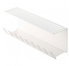 Yamazaki Industries 6049 책상 밑 전원 스트립, 보관함, 흰색, 약. W 13.4 x D 4.1 x H 4.7인치(34 x 10.5 x 12cm), 타워형, 수집용, 깔끔한 설치 방법