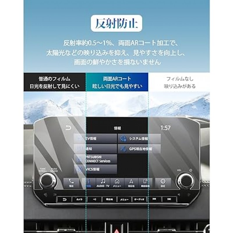 SKTU 신형 미쓰비시 아웃랜더 PHEV GN 시리즈 내비게이션용 AR 필름, 9인치 아웃랜더 PHEV GN 시리즈 AR 필름 LCD 보호필름 스무스 터치 초투명 스크래치 방지 얼룩방지 반사필름 카 내비게이션 아웃랜더 PHEV GN 시리즈 액세서리 버블제로 자기흡수형 Easy 설치 아웃랜더 PHEV GN 시리즈 보호 필름 맞춤형 부품 2개 세트