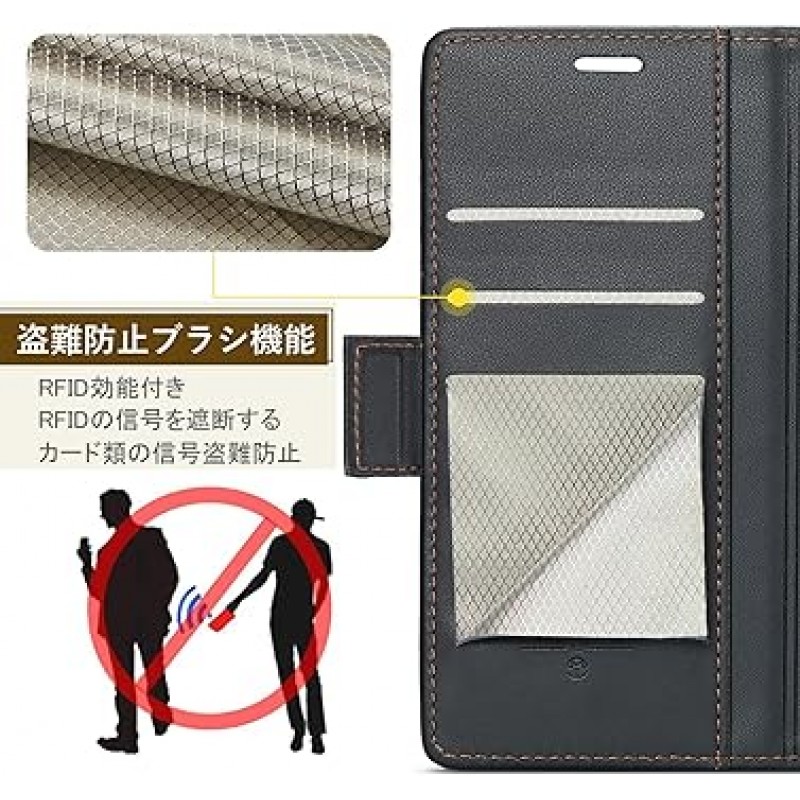 Galaxy Z Fold 5 케이스, 폴리오 지갑형, 카드 포켓, Samsung Galaxy Z Fold 5용, 휴대폰 커버, 카드 보관함, Uovon 스마트폰 케이스, 고급 가죽, 충격 방지, 전체 보호, 스탠드 기능, 스트랩 구멍 포함, 자석, 블랙