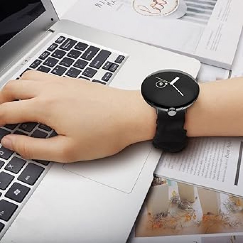 Google Pixel Watch Band, 탄성 밴드, 여성용, 시폰, 고무 시계 밴드, Pixel Watch와 호환 가능, 스타일리시하고 쉬운 설치, 다양한 색상