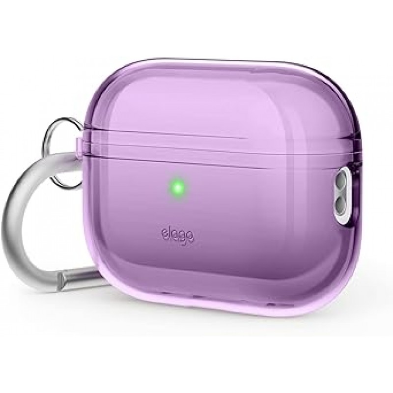 elago AirPods Pro 2 호환 케이스, 투명 커버, 스트랩 구멍, 사용 가능한 충격 방지, 투명 케이스, 투명, 긁힘 방지, 낙하 방지, 보호 액세서리, Apple AirPods Pro 2 MQD83J/A와 호환 가능, Airpods Pro 2, Airpods Pro 2, 2세대 , CLEAR HANG 케이스, 딥 퍼플