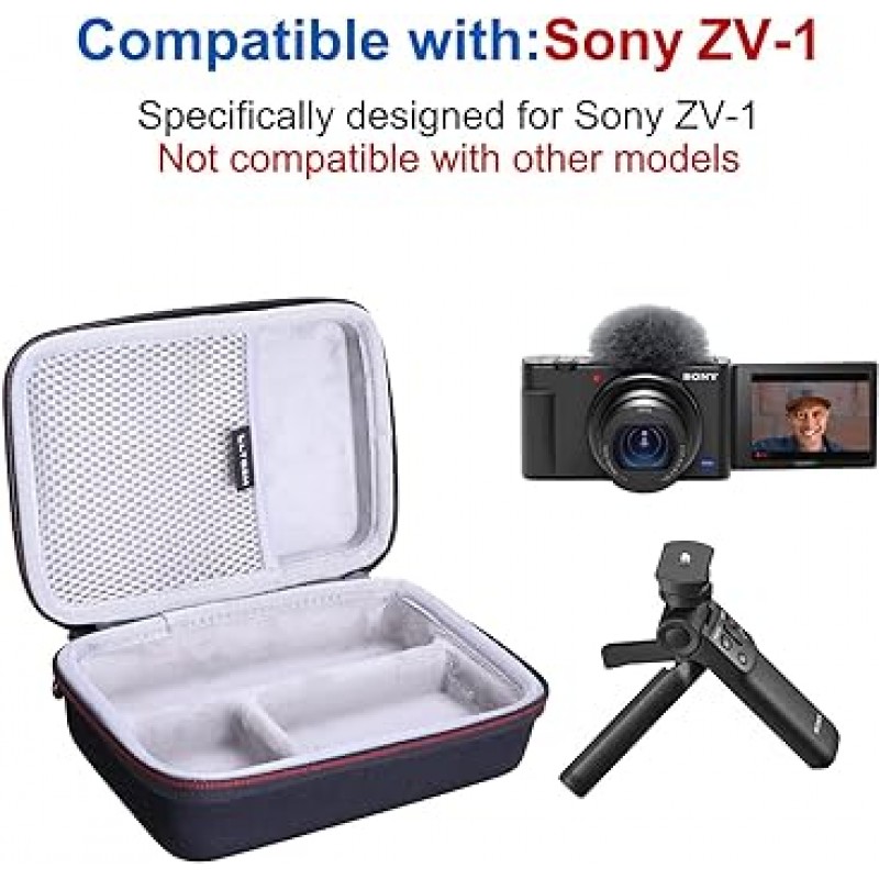 LTGEM의 Sony ZV-1 카메라 용 하드 케이스 Vlogger 액세서리 키트 삼각대와 마이크에 적합 - 여행 보호 캐리 스토리지 가방
