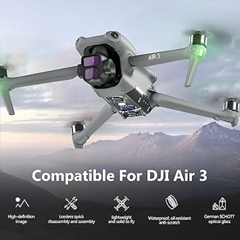 STARTRC ND 필터 세트 DJI Air 3 액세서리 용 6 팩 필터 (CPL, ND8, ND16, ND32, ND64, ND128) (알루미늄 버전) (ND8/ND16/ND32/ND64/UV/CPL)
