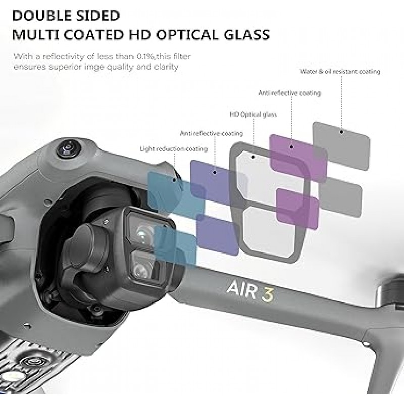 STARTRC ND 필터 세트 DJI Air 3 액세서리 용 6 팩 필터 (CPL, ND8, ND16, ND32, ND64, ND128) (알루미늄 버전) (ND8/ND16/ND32/ND64/UV/CPL)