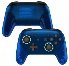 eXtremeRate 클리어 블루 팔각형 게이트 스틱 페이스 플레이트 백 플레이트 핸들 DIY 교체 용 그립 하우징 쉘 커버 Nintendo Switch Pro 컨트롤러 용 - 컨트롤러 포함되지 않음