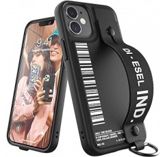 DIESEL FW20 아이폰 12 미니 케이스, 5.4인치, 스마트폰 스탠드, 핸드 스트랩, 디젤 아이폰 12 미니, 블랙