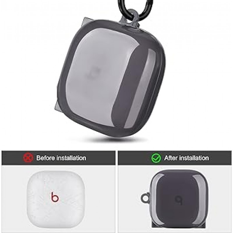 Filoto Beats Fit Pro 케이스 커버 하드 케이스 Apple Beats Fit Pro 2021용 내충격 보호 이어폰 케이스 키체인 액세서리 포함 남녀 겸용 (클리어 그레이)