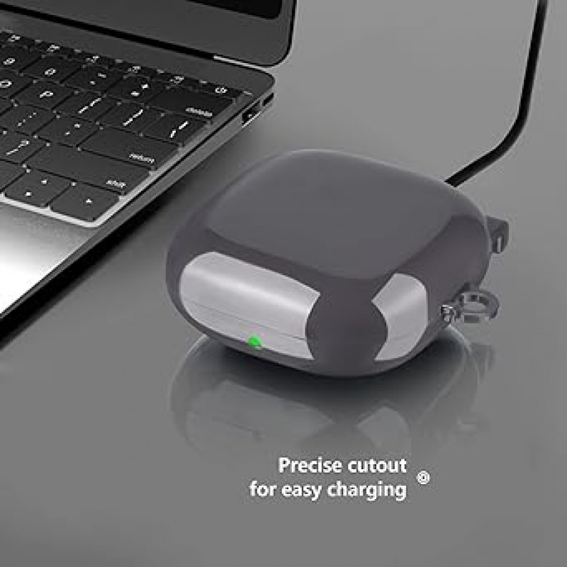 Filoto Beats Fit Pro 케이스 커버 하드 케이스 Apple Beats Fit Pro 2021용 내충격 보호 이어폰 케이스 키체인 액세서리 포함 남녀 겸용 (클리어 그레이)