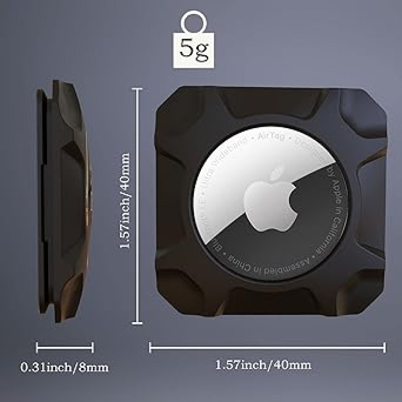 Airtag 홀더 케이스 강력 접착 마운트 Airtag용 보호용 붙여넣기 가능 액세서리 에어 태그 케이스 Apple AirTag 첨부 숨겨진 장소 트래커 첨부(블랙 1 팩)