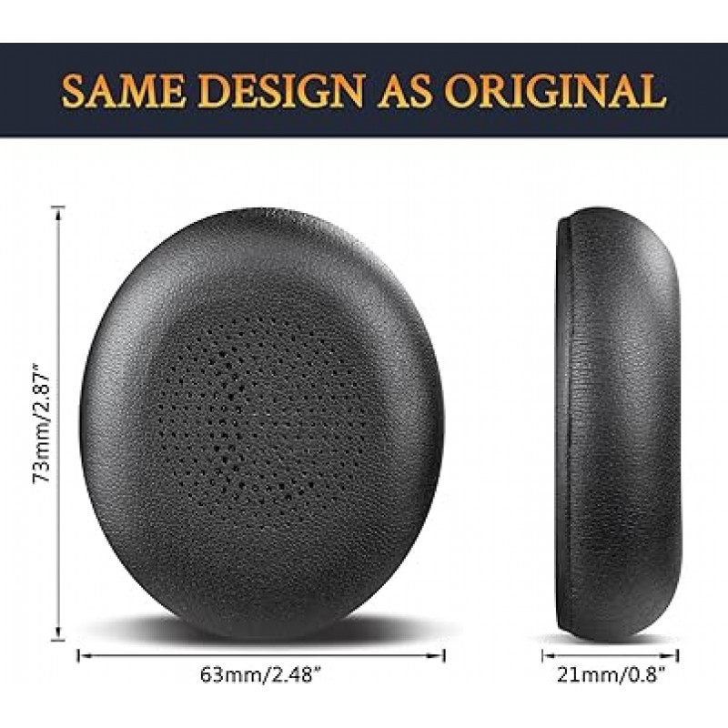 Jabra Evolve2 65(65MS 65UC USB)/Evolve2 40(40UC 40MS USB)/Elite 45h 온이어 헤드폰 교체용 패드 이어패드 이어패드 이어패드 단백질 가죽 헤드패드 - 블랙용 SOULWIT 이어 패드 이어 쿠션