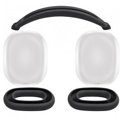 AirPods Max용 SOULWIT 보호 액세서리, TPU 커버 + 헤드밴드 커버 + 이어패드 케이스, 다방향 보호 키트, 긁힘 방지, 땀 방지, 청소 용이, 방진, 경량, 얇은(검은색)