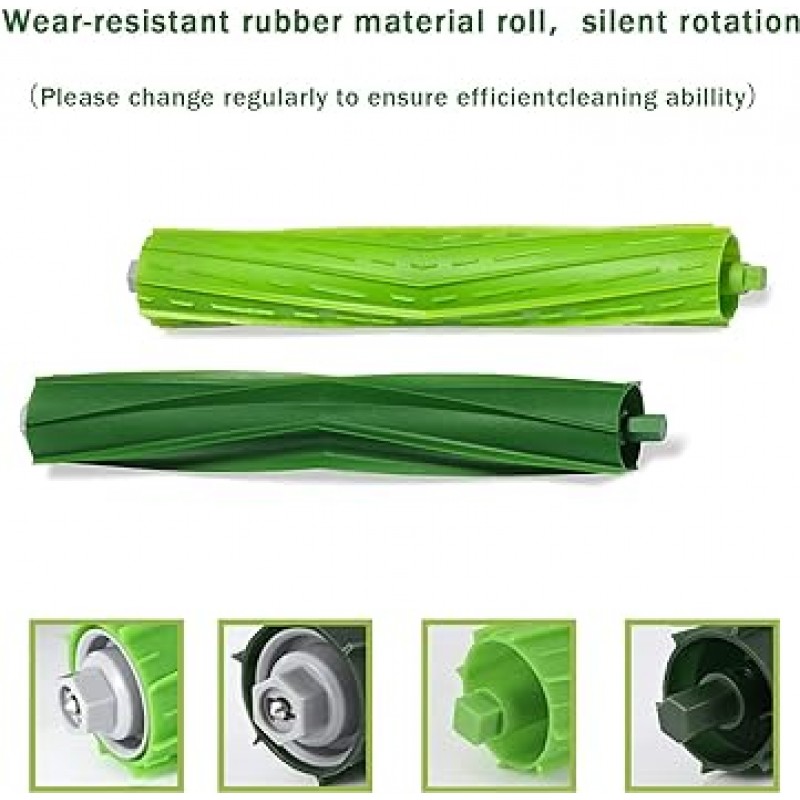 E-HAO 2 세트 iRobot Roomba i/j/e 시리즈 모델용 교체 고무 롤러, i1+/i2+/i3+/i4+/i5+/i6+/i7+/i8+/j6+/j7+/j8+/e5/e6용 진공 청소기 브러시 액세서리 부품 클리너 모델