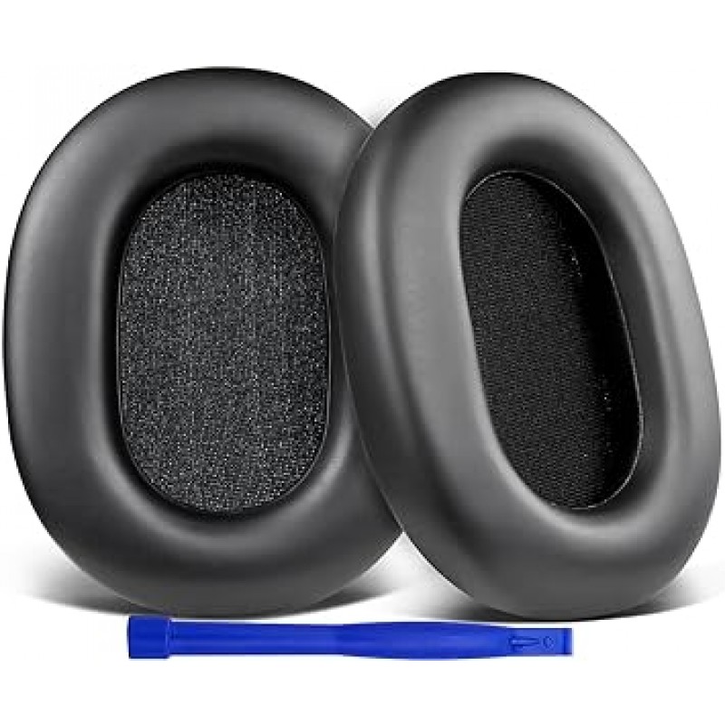 SOULWIT 이어 패드 소니 WH-1000XM5(WH1000XM5)용 이어 쿠션 무선 소음 차단 헤드폰 교체 패드 고밀도 폼 단백질 가죽 헤드패드(검은색)