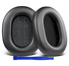 SOULWIT 이어 패드 소니 WH-1000XM5(WH1000XM5)용 이어 쿠션 무선 소음 차단 헤드폰 교체 패드 고밀도 폼 단백질 가죽 헤드패드(검은색)