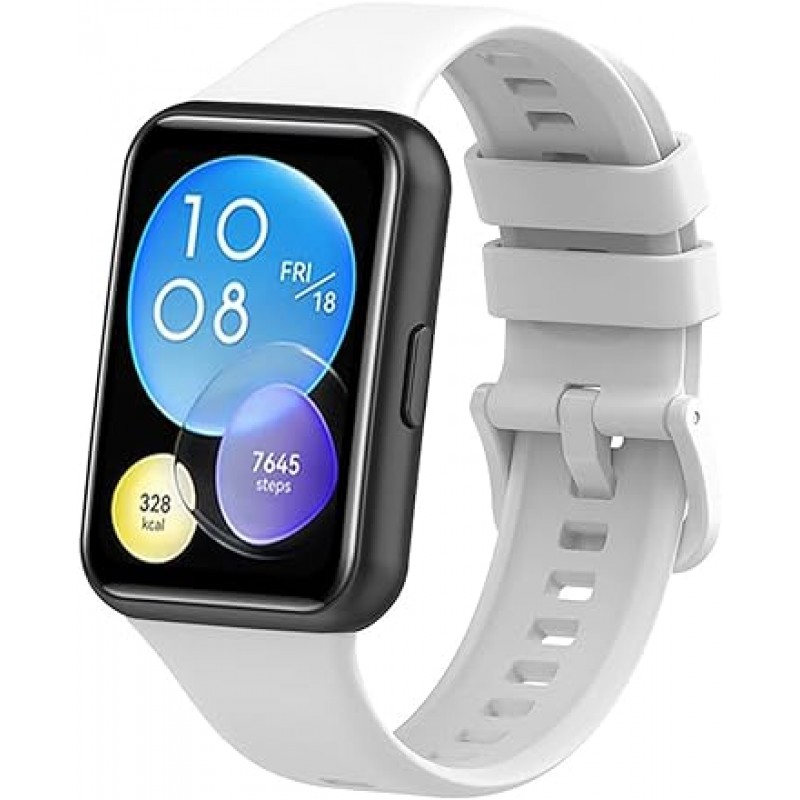 [SHEAWA] HUAWEI WATCH FIT2 밴드, 벨트, 3가지 색상 세트, 교체용 밴드, 실리콘, 교체용 벨트, 액세서리(화이트 + 라이트 블루 + 라이트 그린)