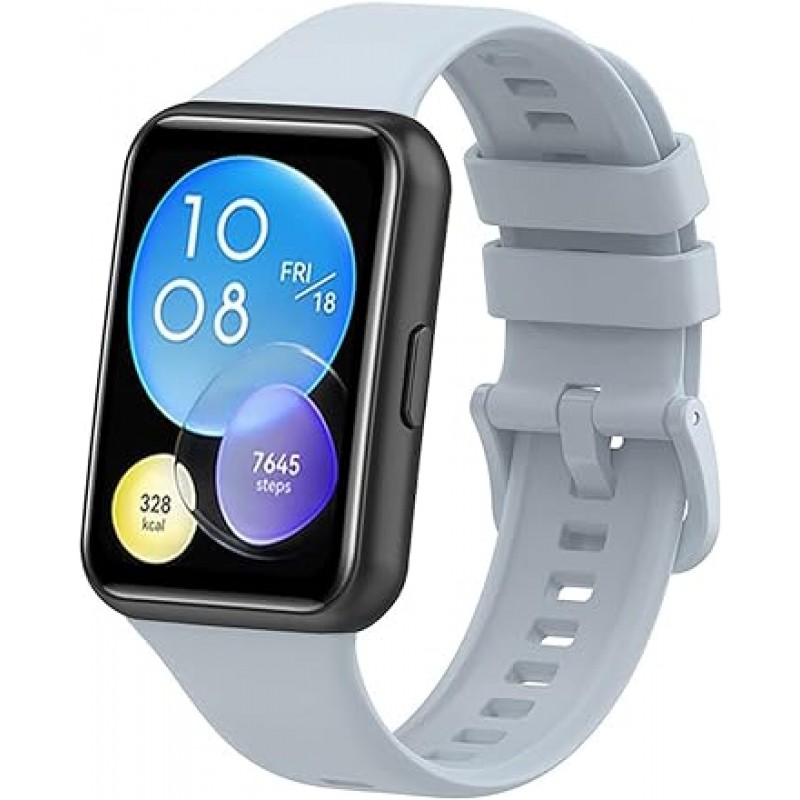 [SHEAWA] HUAWEI WATCH FIT2 밴드, 벨트, 3가지 색상 세트, 교체용 밴드, 실리콘, 교체용 벨트, 액세서리(화이트 + 라이트 블루 + 라이트 그린)
