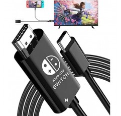Switch Dock Switch TV 연결 출력(4K 및 1080P 해상도, HDMI 변환, TV 모드, PD 충전 기능), HDMI 케이블 포함, Switch Mini Dock 및 교체 케이블, Switch Dock 교체, 길이 2, 소형, 내구성, 경량, 휴대 편리, 스위치/스위치 OLED, 노트북, 태블릿, 스마트폰 등과 호환됩니다. (블랙)