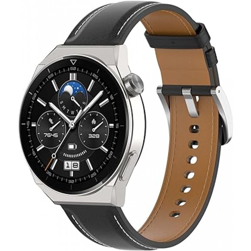 HUAWEI WATCH GT 3 Pro 46mm 정품 가죽 시계 GT3 46mm 가죽 교체 밴드 교체 스트랩 액세서리용 SHEAWA 밴드 벨트(검은색)