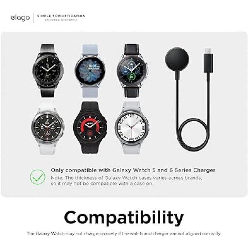 Elago GW3 스탠드 Galaxy Watch5 실리콘 스탠드, 절전 모드, Galaxy Watch, 테이블탑, 알람 시계, 충전 케이블, 보관 액세서리, Galaxy Watch 5, Galaxy Watch 5, Galaxy Watch 5, 블랙과 호환 가능