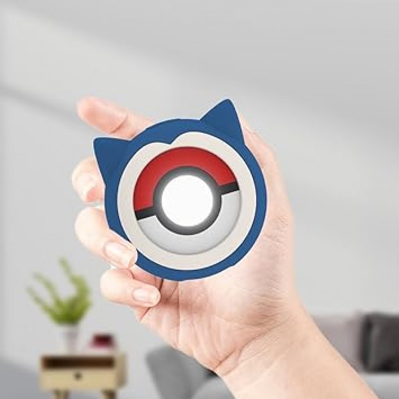 Poké mon GO Plus + 케이스용 미드보울, Pokémon Go Plus Plus 커버와 호환 가능, 보관 가방, 실리콘 소재, 부드러움, 내구성, 충격 방지, 방수, 방진, 분실 방지, 쉽게 착용하고 벗을 수 있음, 완전 보호(러블리 블루)