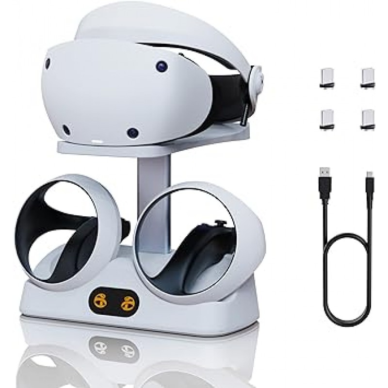 AMVR For PSVR2용 충전 스탠드, PSVR2에 대응 급속 충전 스테이션, For PSVR2 핸들 충전기 마그넷 커넥터와 USB to Type-C 케이블 첨부, 컨트롤러 충전 도크 헤드셋 스탠드 액세서리 과충전 보호