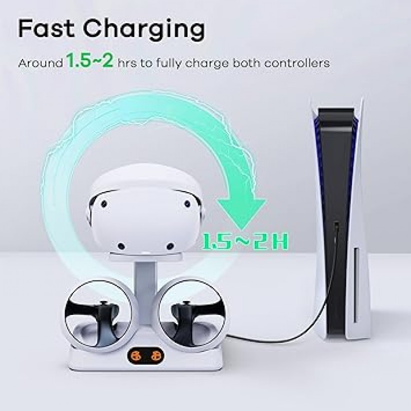 AMVR For PSVR2용 충전 스탠드, PSVR2에 대응 급속 충전 스테이션, For PSVR2 핸들 충전기 마그넷 커넥터와 USB to Type-C 케이블 첨부, 컨트롤러 충전 도크 헤드셋 스탠드 액세서리 과충전 보호
