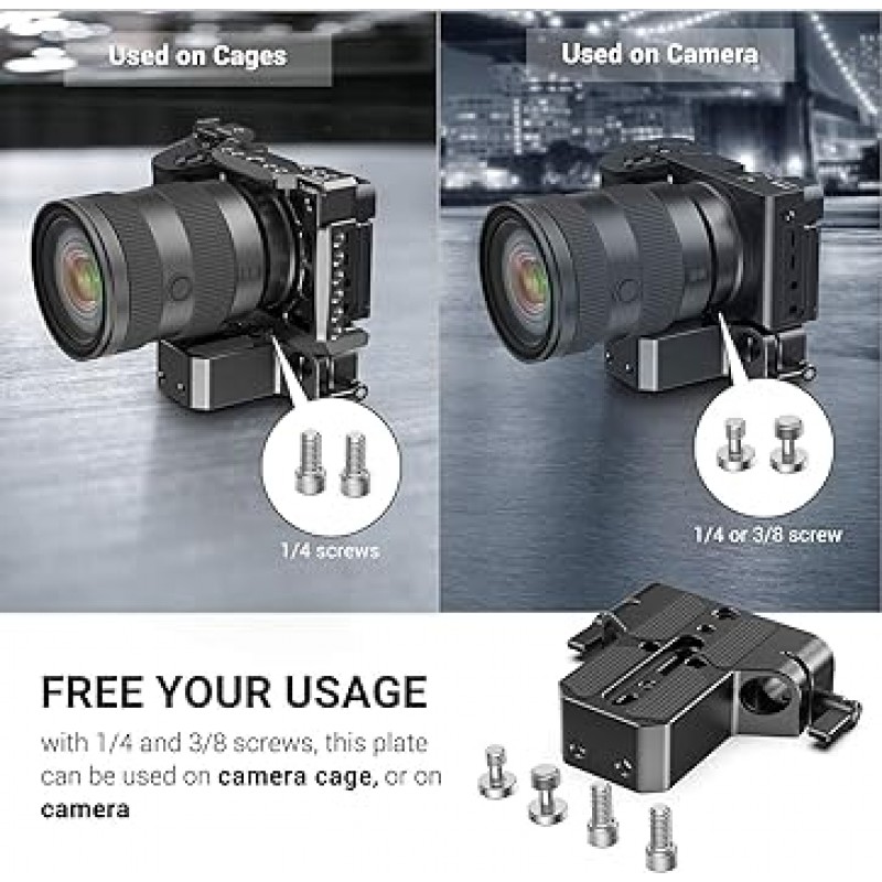 Sony A6500 A6600 A6300 Panasonic GH5 GH6 Sony A7 시리즈 Canon R5 R6 카메라 및 케이지-1674 용 로드 레일 클램프 베이스 플레이트가 있는 SmallRig 카메라 베이스 플레이트